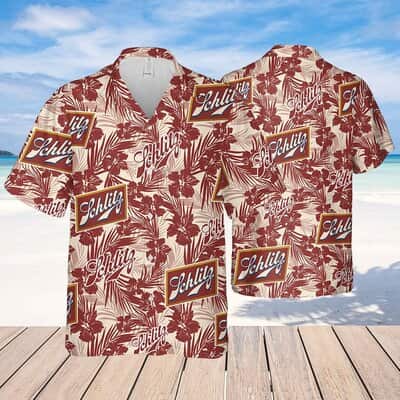 Schlitz Beer Hawaiian Shirt Tropical Flower Pattern Beach Lovers Gift