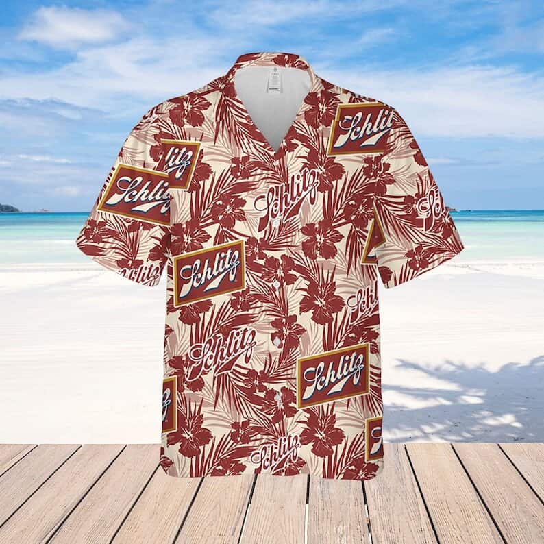 Schlitz Beer Hawaiian Shirt Tropical Flower Pattern Beach Lovers Gift Schlitz Beer Hawaiian Shirt Tropical Flower Pattern Beach Lovers Gift