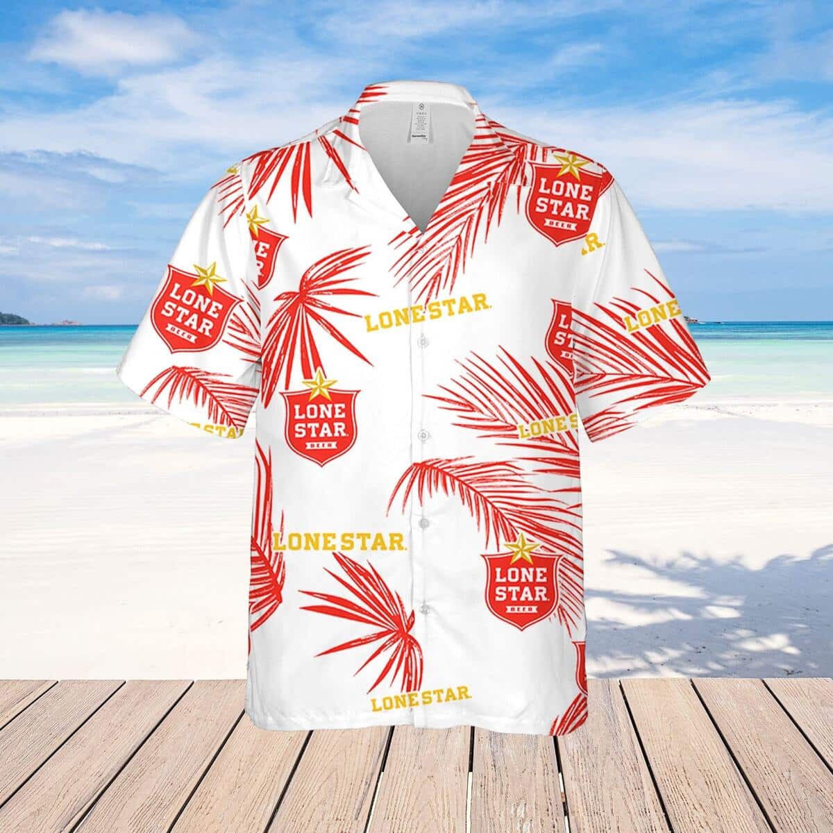 Lone Star Beer Tropical Palm Leaves Hawaiian Shirt Lone Star Beer Tropical Palm Leaves Hawaiian Shirt