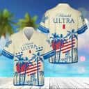Summer Vibes Michelob Ultra Beer Hawaiian Shirt USA Flag Tropical Palm Tree Summer Vibes Michelob Ultra Beer Hawaiian Shirt USA Flag Tropical Palm Tree