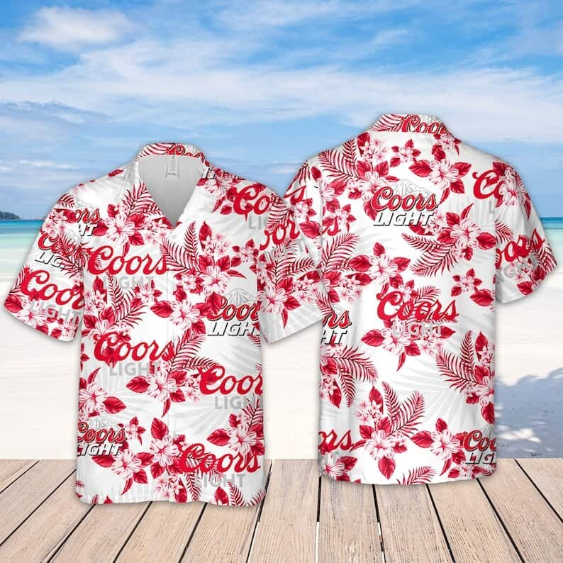 Coors Light Hawaiian Shirt Hibiscus Flower Pattern Beach Lovers Gift