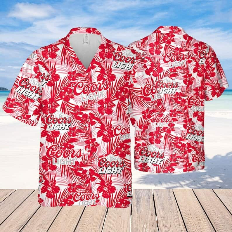 Coors Light Beer Hawaiian Shirt Tropical Flower Pattern Gift For Beach Vacation