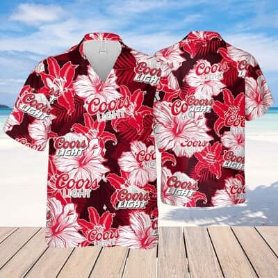 Coors Light Hawaiian Shirt Tropical Flower Pattern Practical Beach Gift Coors Light Hawaiian Shirt Tropical Flower Pattern Practical Beach Gift
