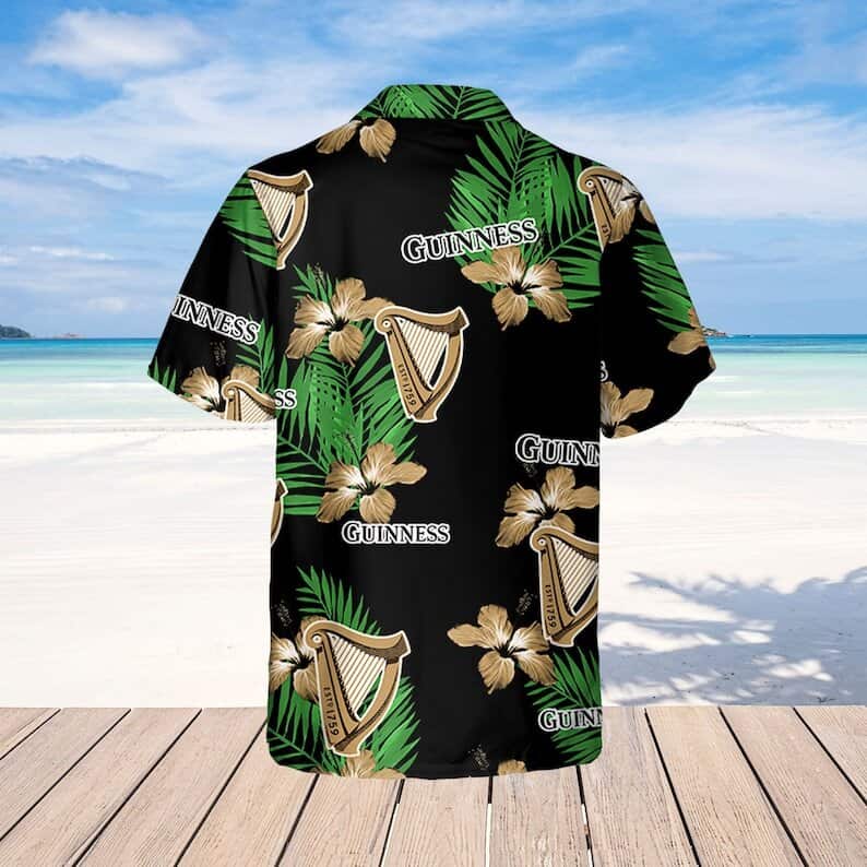 Guinness Hawaiian Shirt Hibiscus Flower Palm Leaf Gift For Beach Trip Guinness Hawaiian Shirt Hibiscus Flower Palm Leaf Gift For Beach Trip