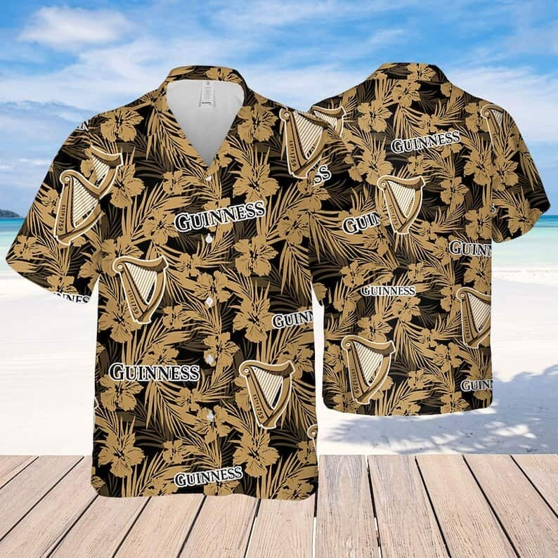 Guinness Hawaiian Shirt Tropical Flower Pattern Beer Lovers Gift