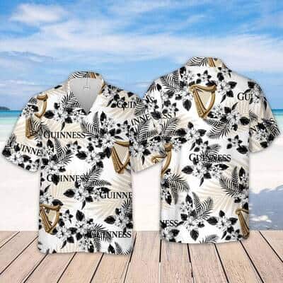 Guinness Beer Hawaiian Shirt Hibiscus Flower Pattern Gift For Beach Trip
