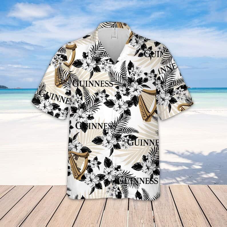 Guinness Beer Hawaiian Shirt Hibiscus Flower Pattern Gift For Beach Trip Guinness Beer Hawaiian Shirt Hibiscus Flower Pattern Gift For Beach Trip
