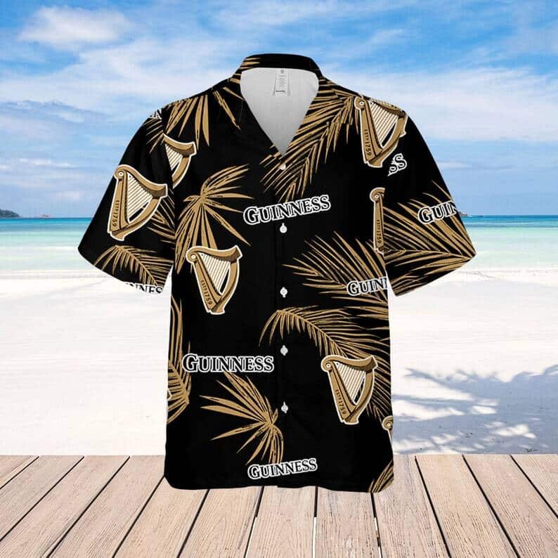 Guinness Hawaiian Shirt Palm Leaves Pattern Beach Lovers Gift Guinness Hawaiian Shirt Palm Leaves Pattern Beach Lovers Gift