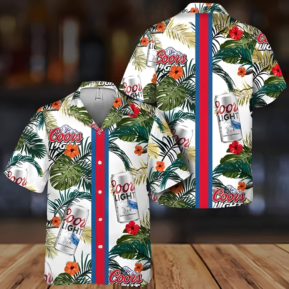 Coors Light Beer Hawaiian Shirt Tropical Foliage