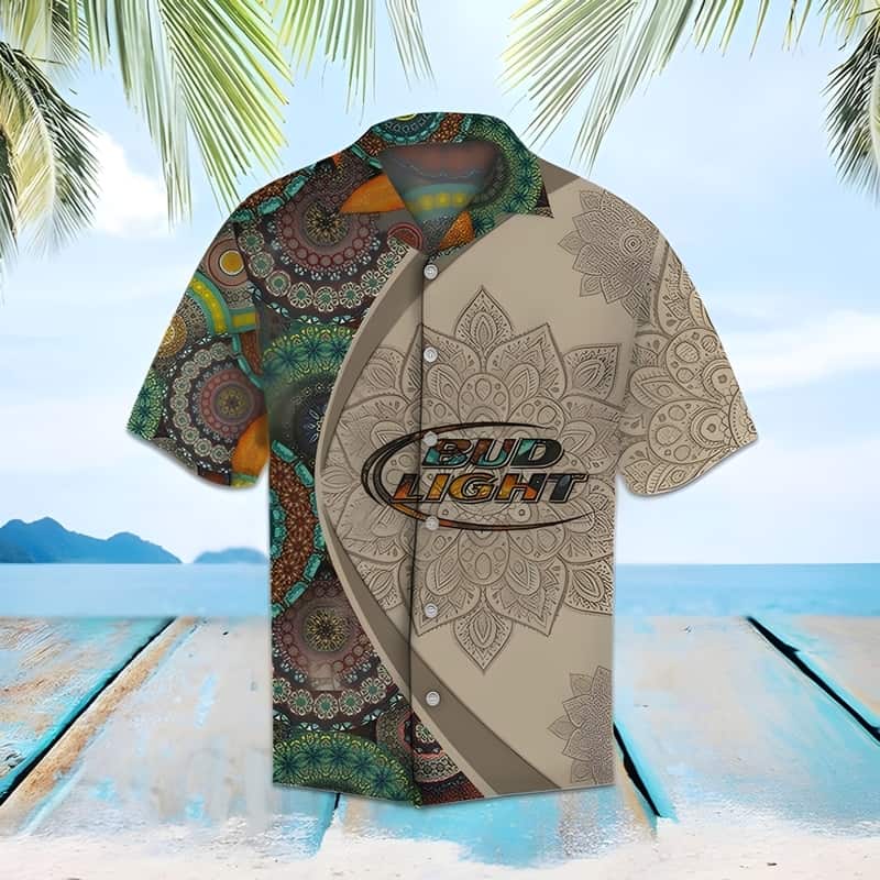 Bud Light Hawaiian Shirt Mandala Pattern Beach Lovers Gift Bud Light Hawaiian Shirt Mandala Pattern Beach Lovers Gift