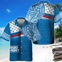 Blue Bud Light Hawaiian Shirt Polynesian Pattern Beach Lovers Gift Blue Bud Light Hawaiian Shirt Polynesian Pattern Beach Lovers Gift