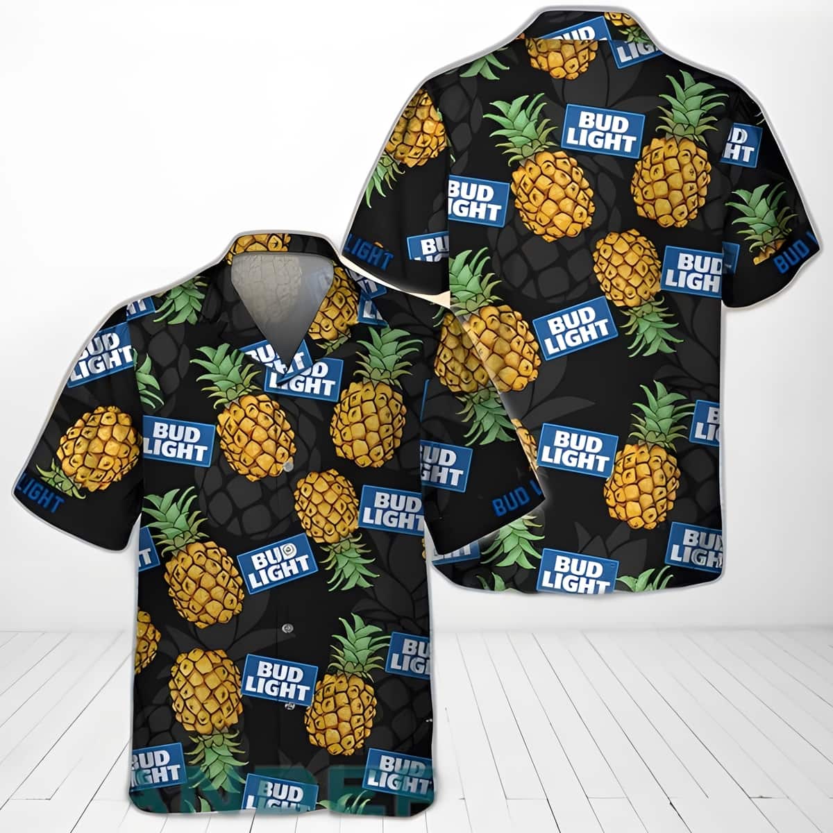 Black Aloha Pineapple Bud Light Hawaiian Shirt Beach Lovers Gift Black Aloha Pineapple Bud Light Hawaiian Shirt Beach Lovers Gift