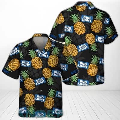 Black Aloha Pineapple Bud Light Hawaiian Shirt Beach Lovers Gift Black Aloha Pineapple Bud Light Hawaiian Shirt Beach Lovers Gift