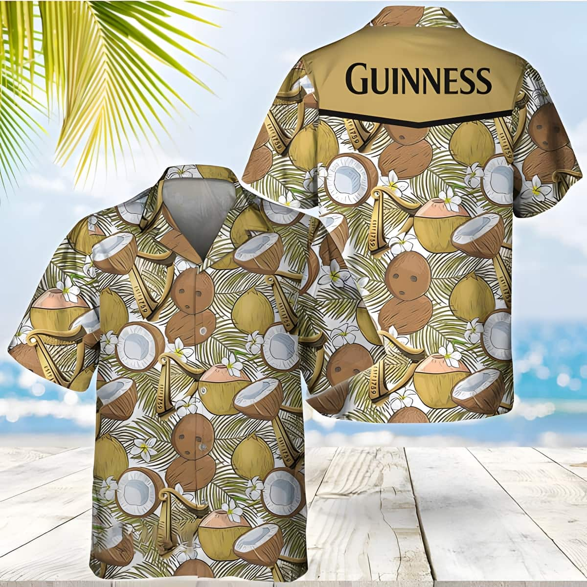 Guinness Beer Hawaiian Shirt Coconuts Tropical Beach Lovers Gift