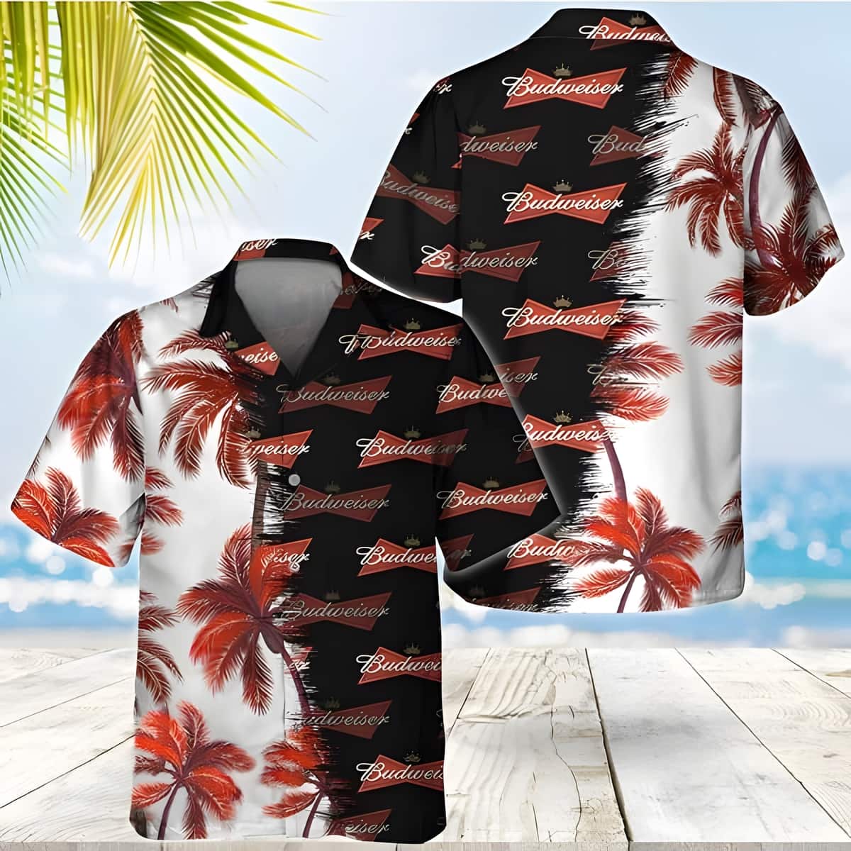 Budweiser Beer Hawaiian Shirt Palm Trees Beach Lovers Gift Budweiser Beer Hawaiian Shirt Palm Trees Beach Lovers Gift