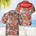 Budweiser Beer Hawaiian Shirt Tropical Coconut Pattern