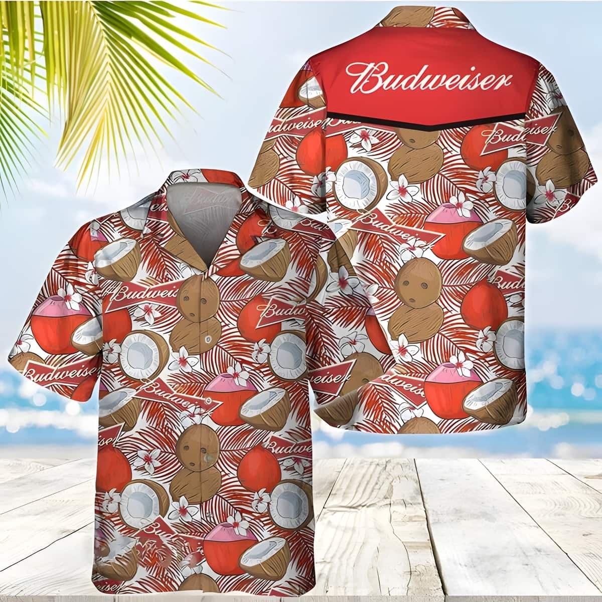 Budweiser Beer Hawaiian Shirt Tropical Coconut Pattern Budweiser Beer Hawaiian Shirt Tropical Coconut Pattern