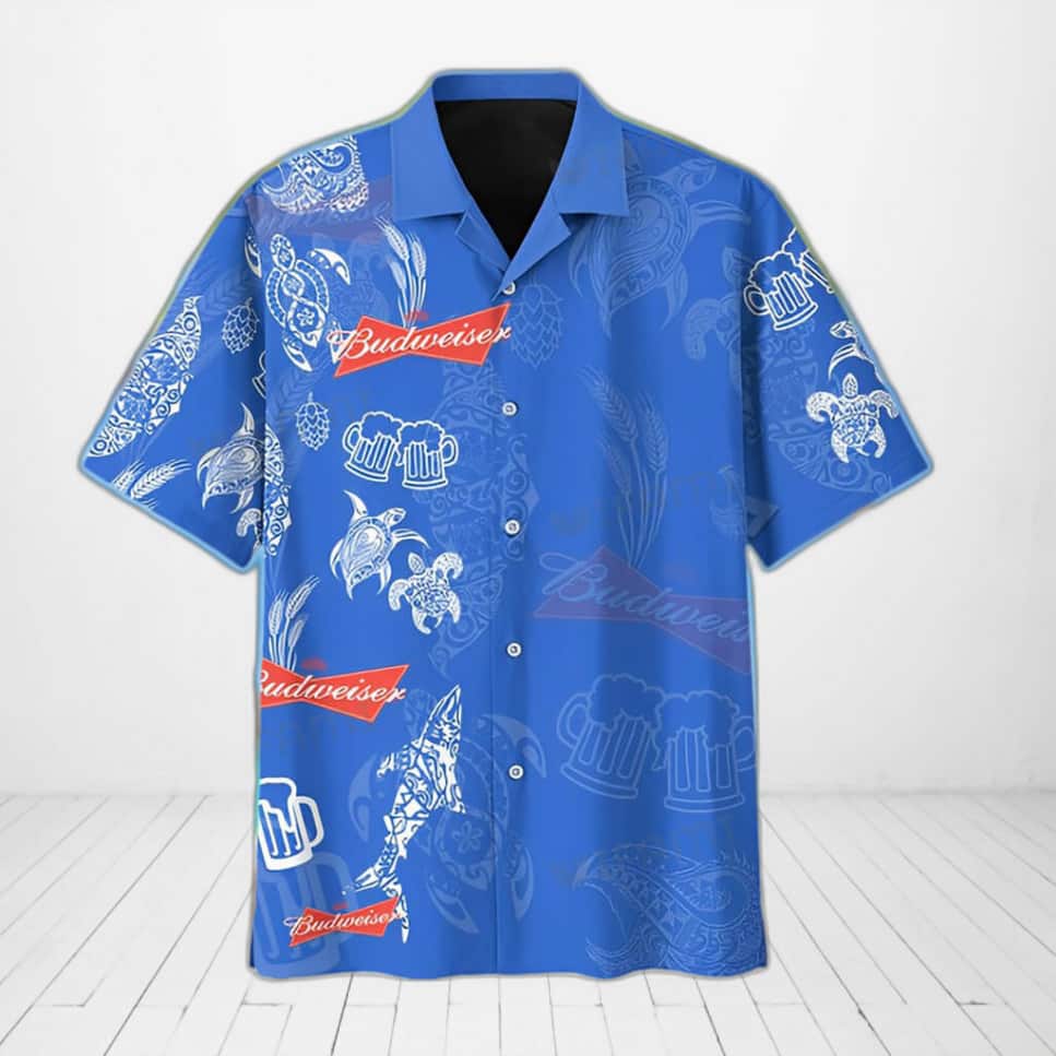 Sea Animals Budweiser Beer Hawaiian Shirt Sea Animals Budweiser Beer Hawaiian Shirt