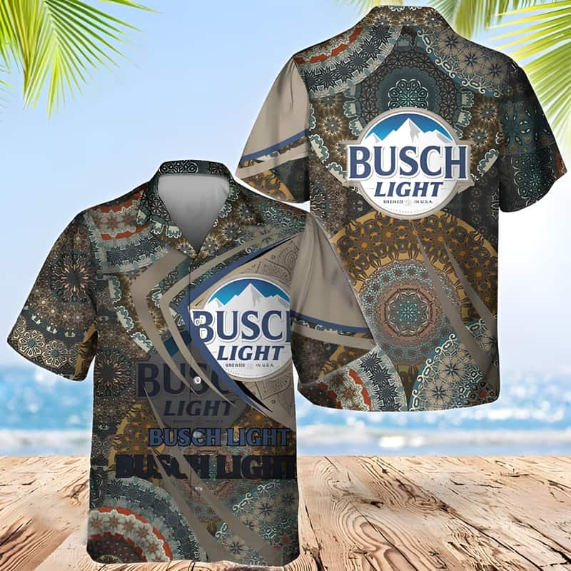 Busch Light Hawaiian Shirt Boho Mandala Pattern Beer Lovers Gift Busch Light Hawaiian Shirt Boho Mandala Pattern Beer Lovers Gift