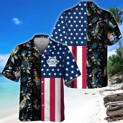 US Flag Busch Light Beer Hawaiian Shirt