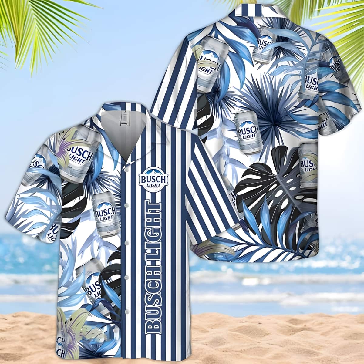 Tropical Plant Leaf Busch Light Hawaiian Shirt Beach Lovers Gift