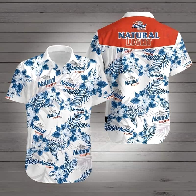 Natural Light Hawaiian Shirt Hibiscus Pattern Beach Gift Natural Light Hawaiian Shirt Hibiscus Pattern Beach Gift