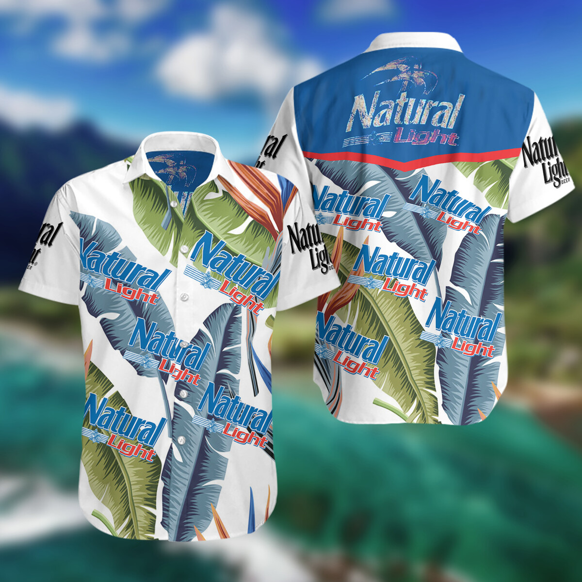 Natural Light Hawaiian Shirt Banana Leaves Pattern All Over Print