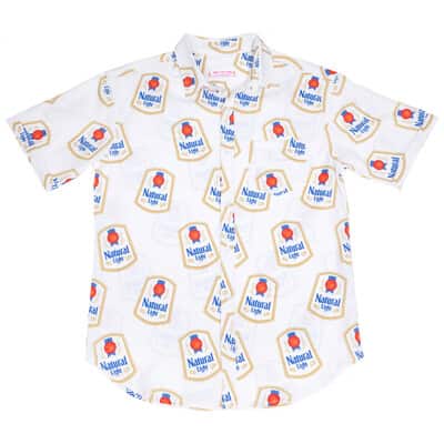 White Natural Light Hawaiian Shirt Beer Lovers Gift