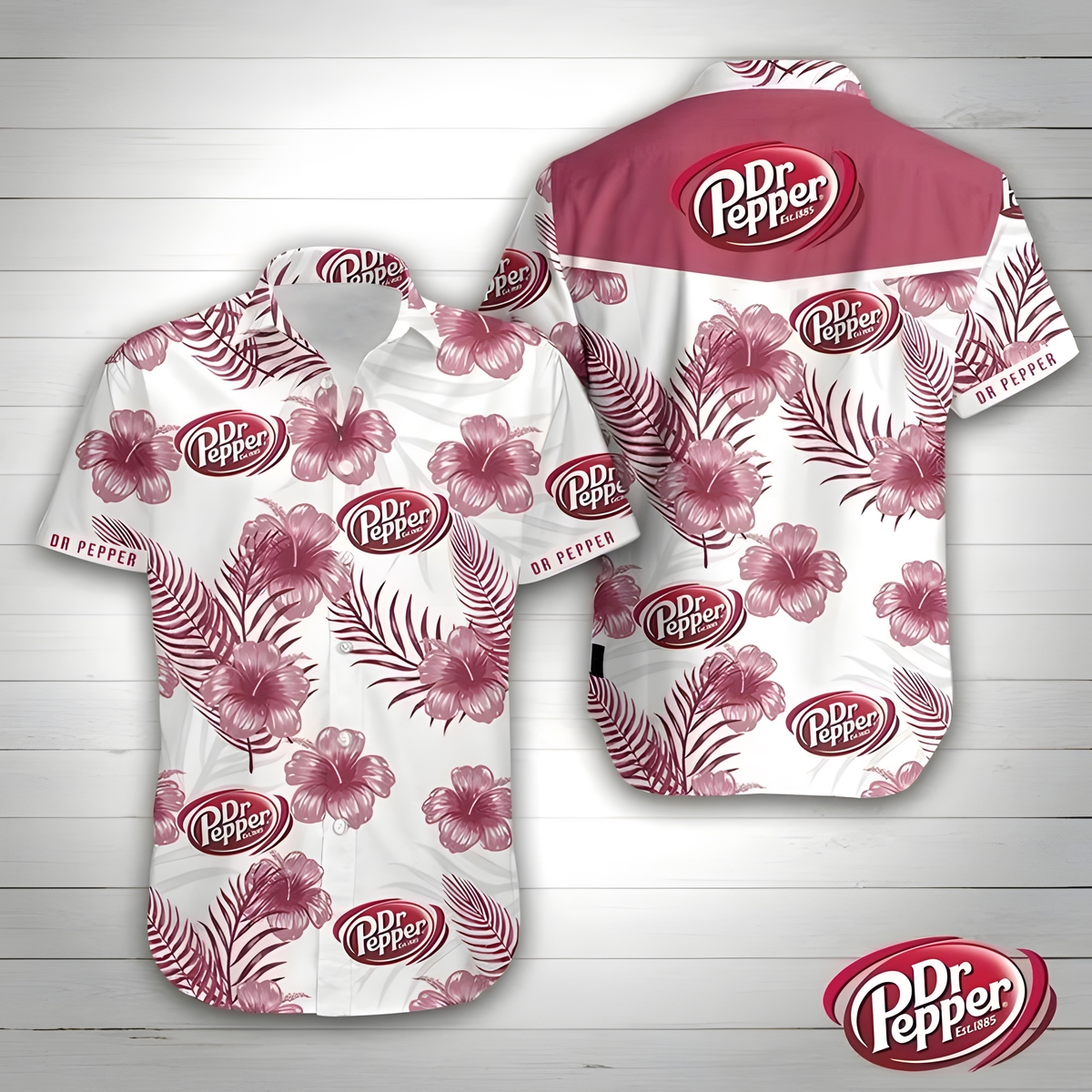 Dr Pepper Beer Hawaiian Shirt Hibiscus Flower Pattern All Over Print