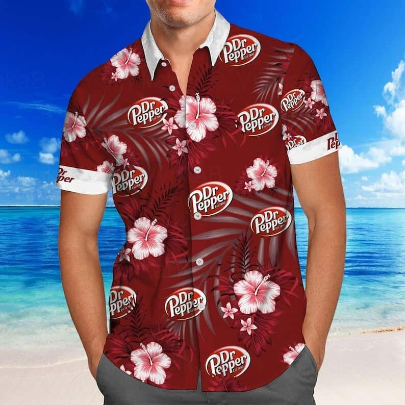 Dr Pepper Hawaiian Shirt Hibiscus Flower Pattern Summer Beach Gift