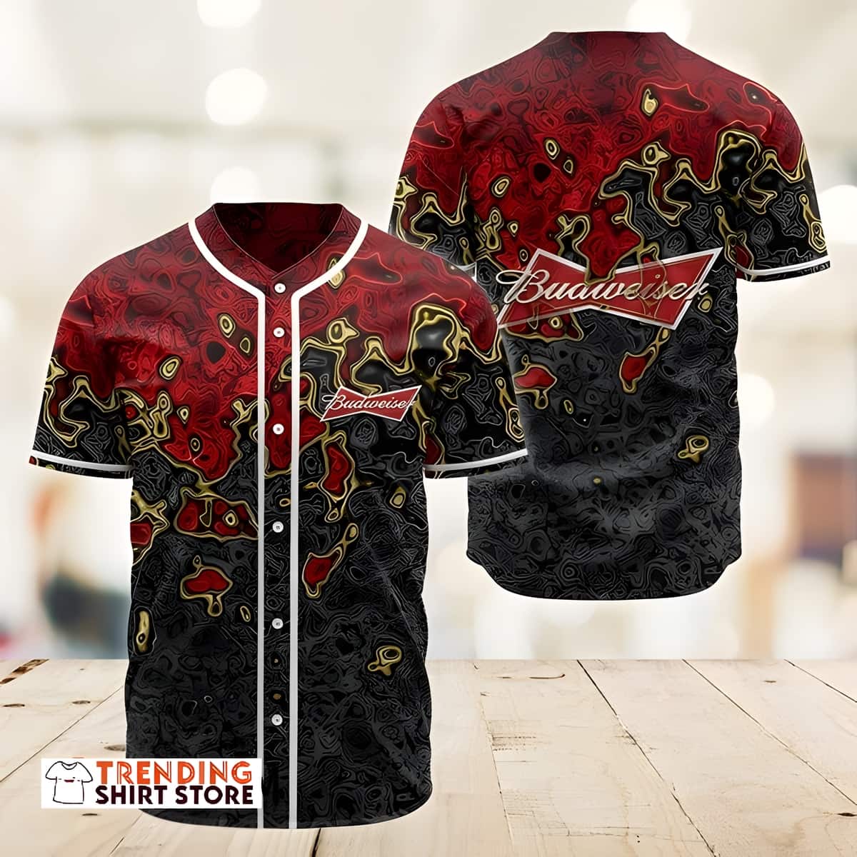 Budweiser Beer Baseball Jersey Abstract Hologram Budweiser Beer Baseball Jersey Abstract Hologram