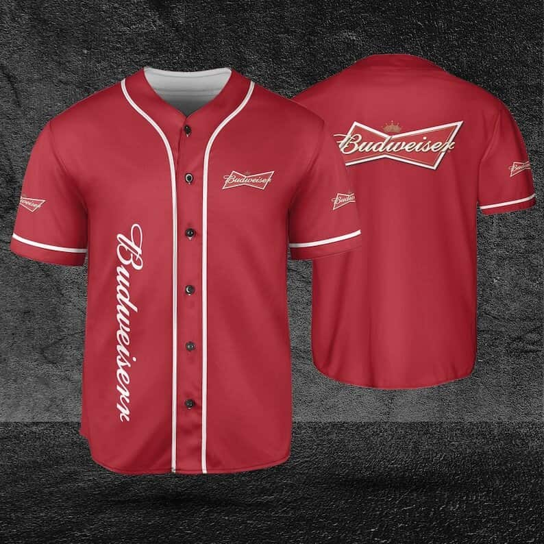 Budweiser Red Baseball Jersey Beer Lovers Gift