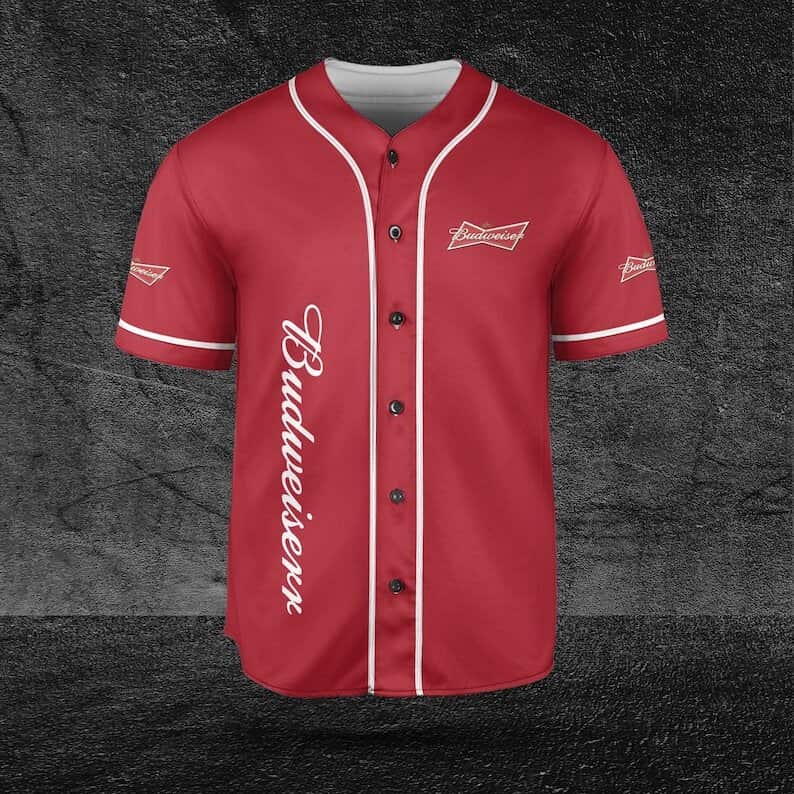 Budweiser Red Baseball Jersey Beer Lovers Gift Budweiser Red Baseball Jersey Beer Lovers Gift