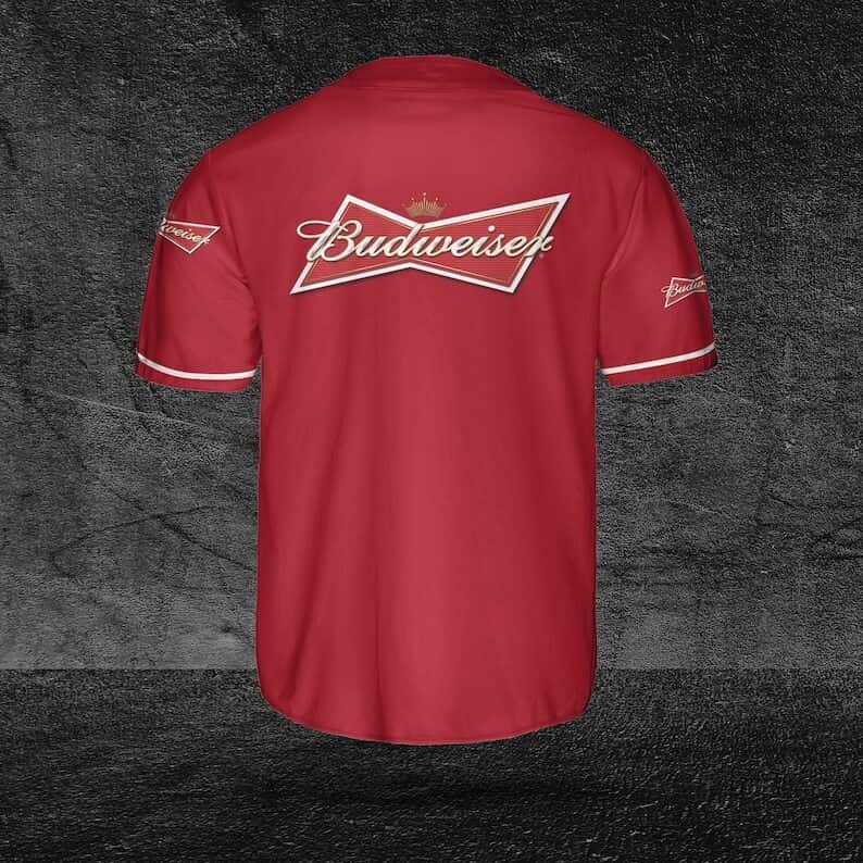 Budweiser Red Baseball Jersey Beer Lovers Gift Budweiser Red Baseball Jersey Beer Lovers Gift