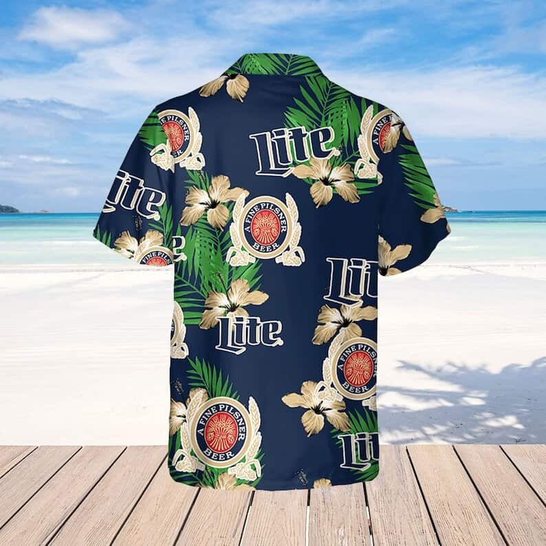 Miller Lite Hawaiian Shirt A Fine Pilsner Beer Hibiscus Flower Pattern Miller Lite Hawaiian Shirt A Fine Pilsner Beer Hibiscus Flower Pattern