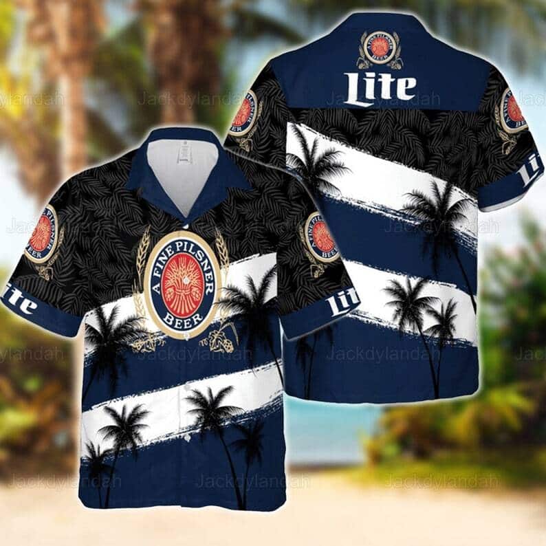 Miller Lite Beer Hawaiian Shirt Coconut Tree Best Beach Gift Miller Lite Beer Hawaiian Shirt Coconut Tree Best Beach Gift