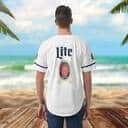 White Miller Lite Baseball Jersey Father's Day Gift For Sports Lovers