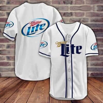 White Miller Lite Baseball Jersey Gift For Sports Lovers White Miller Lite Baseball Jersey Gift For Sports Lovers
