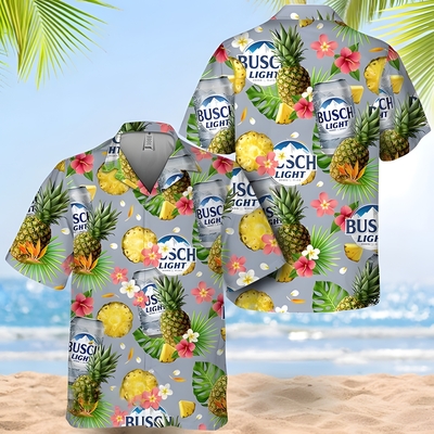 Busch Light Beer Hawaiian Shirt Pineapple Pattern Busch Light Beer Hawaiian Shirt Pineapple Pattern