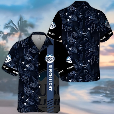 Midnight Busch Light Beer Hawaiian Shirt Tropical Foliage Beach Lovers Gift