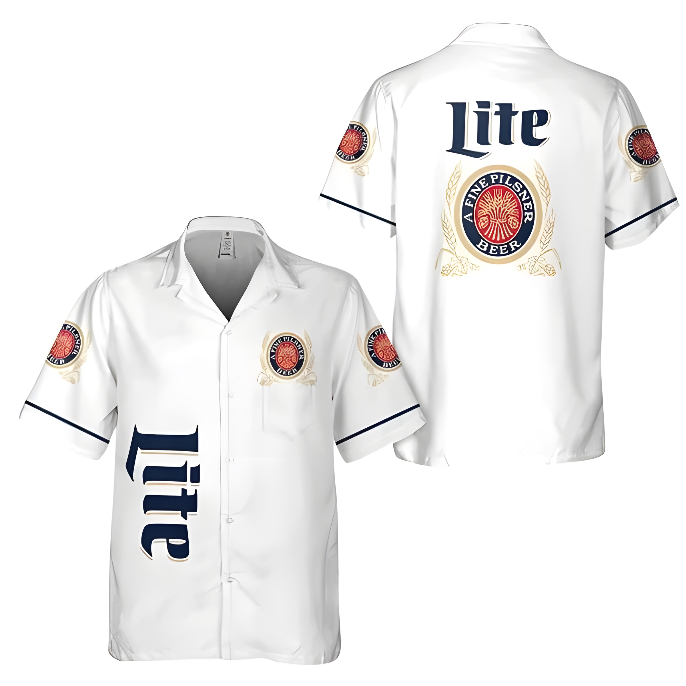 White Miller Lite Hawaiian Shirt Beer Lovers Gift