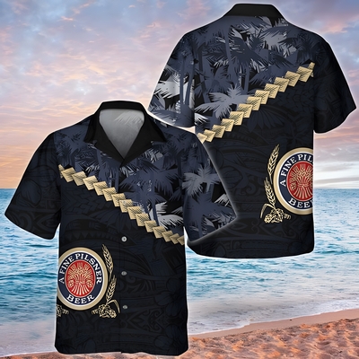 Miller Lite Hawaiian Shirt Summer Palm Tree Blend Polynesian Pattern Miller Lite Hawaiian Shirt Summer Palm Tree Blend Polynesian Pattern