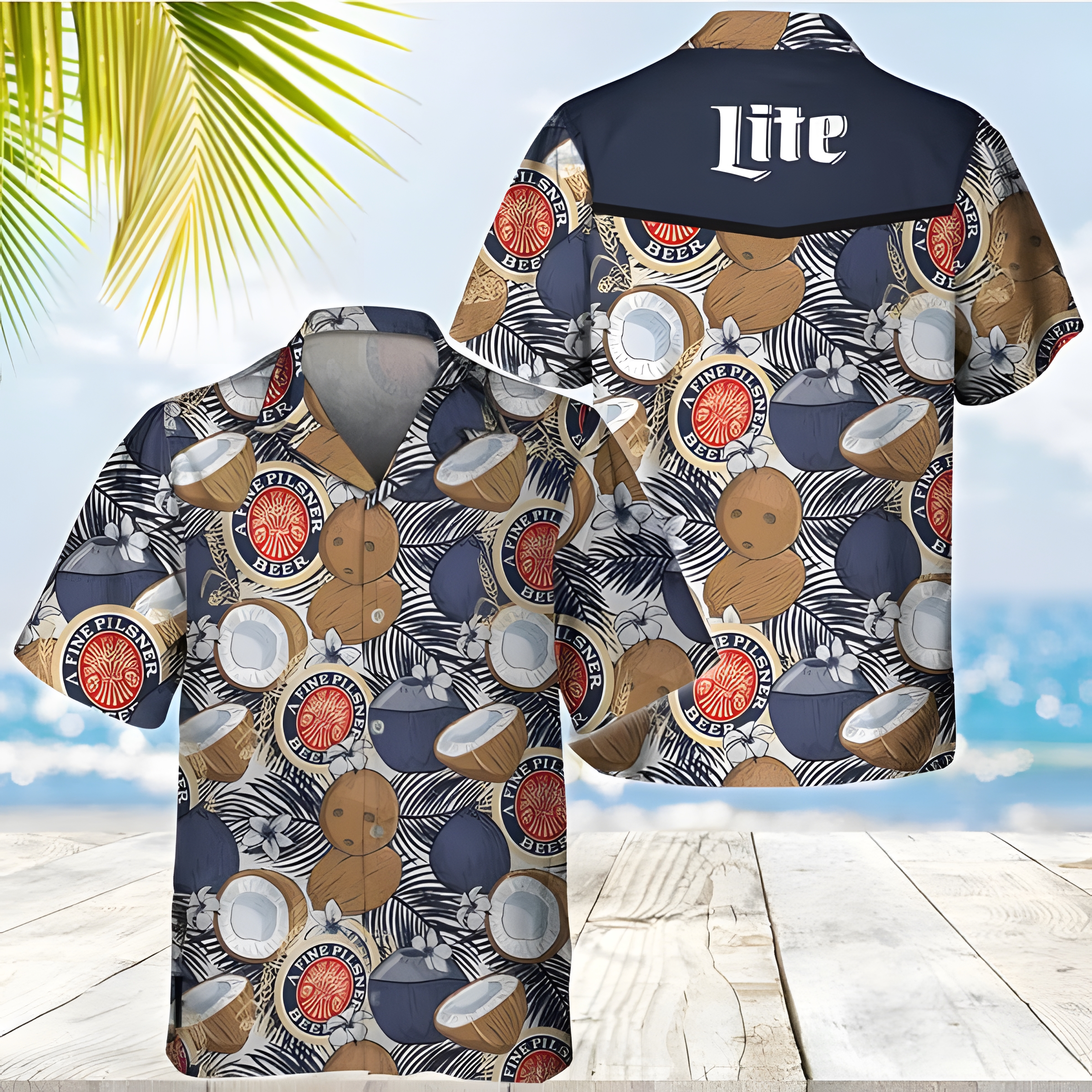 Miller Lite Beer Hawaiian Shirt Tropical Coconut Beach Lovers Gift Miller Lite Beer Hawaiian Shirt Tropical Coconut Beach Lovers Gift