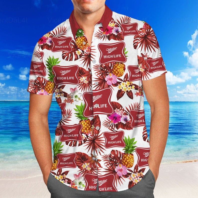 Miller High Life Hawaiian Shirt Tropical Pattern Gift For Beach Vacation Miller High Life Hawaiian Shirt Tropical Pattern Gift For Beach Vacation