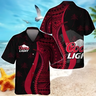 Coors Light Beer Hawaiian Shirt Polynesian Pattern Coors Light Beer Hawaiian Shirt Polynesian Pattern