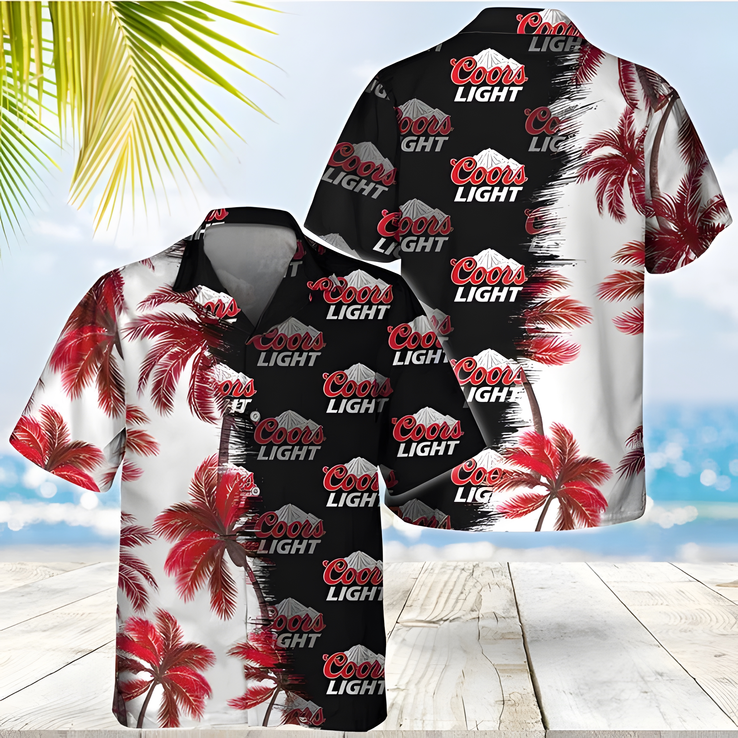 Coors Light Hawaiian Shirt Palm Trees Beach Gift For Him