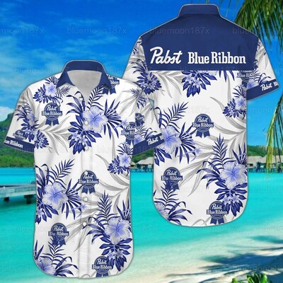 Pabst Blue Ribbon Hawaiian Shirt Tropical Flower Pattern Beach Lovers Gift Pabst Blue Ribbon Hawaiian Shirt Tropical Flower Pattern Beach Lovers Gift