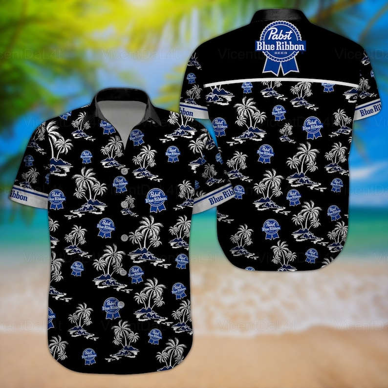 Pabst Blue Ribbon Hawaiian Shirt Coconut Tree Pattern Summer Holiday Gift Pabst Blue Ribbon Hawaiian Shirt Coconut Tree Pattern Summer Holiday Gift