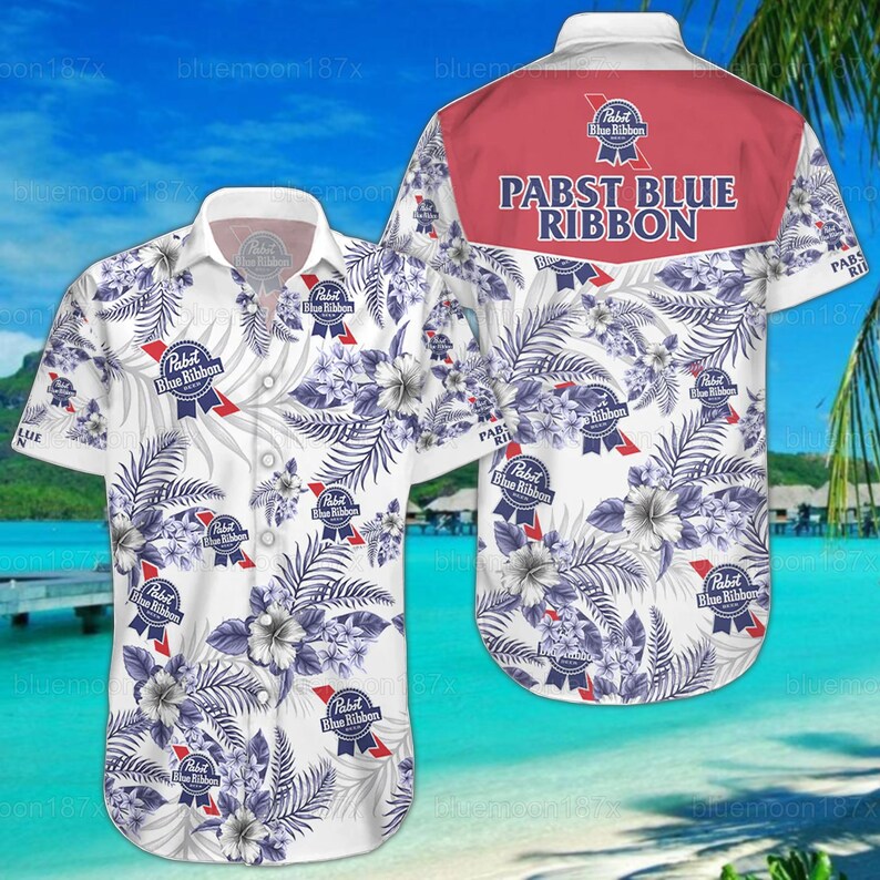Pabst Blue Ribbon Beer Hawaiian Shirt Practical Beach Gift