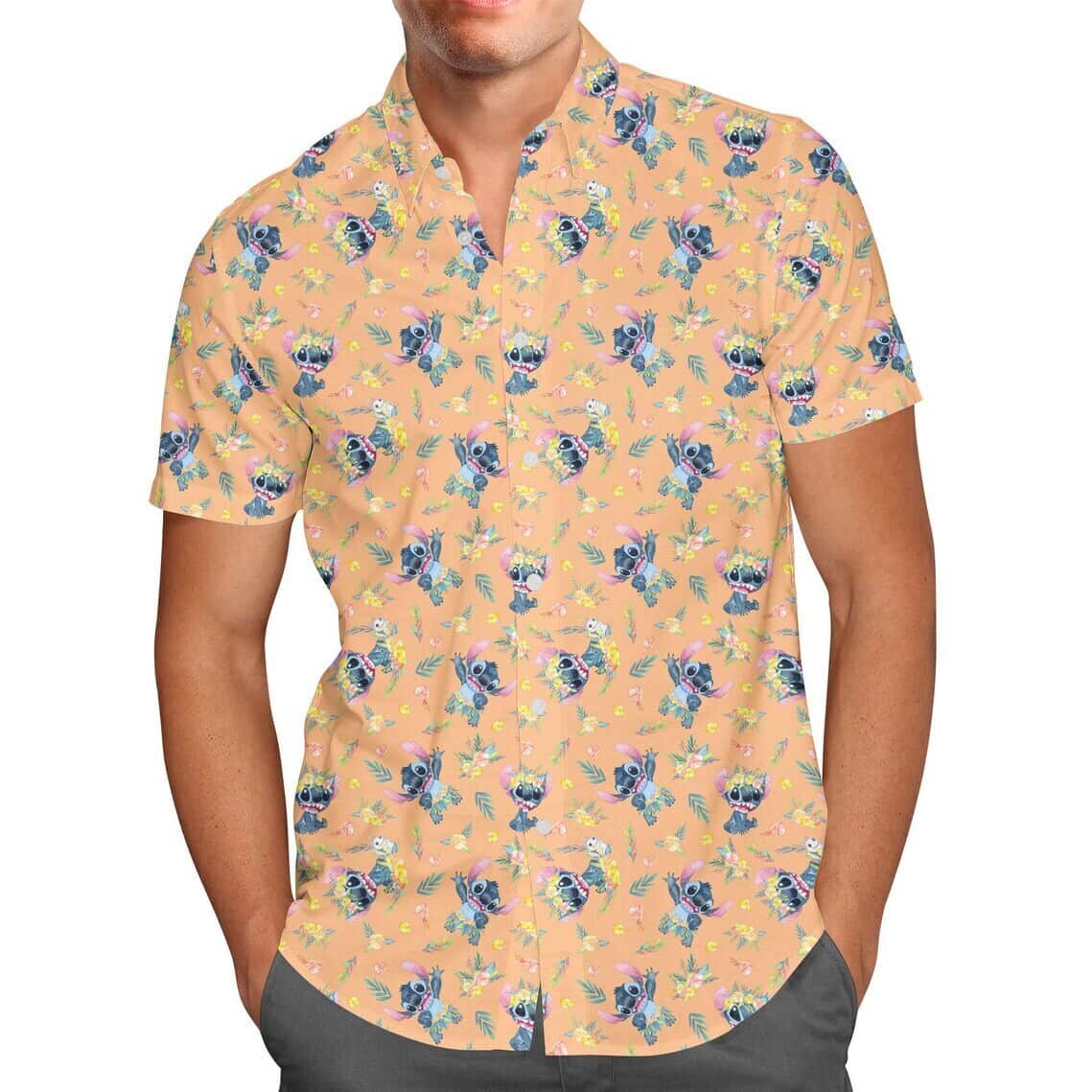 Tropical Flower Pattern And Disney Stitch Hawaiian Shirt Tropical Flower Pattern And Disney Stitch Hawaiian Shirt